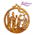 Handgefertigter Olivenholzanhänger Heilige Drei Könige aus Bethlehem mit Stern von Bethlehem gesegnetes Symbol des Glaubens und Friedens