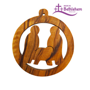 Olivenholzanhänger Heilige Familie – Handarbeit & Segnung aus Bethlehem