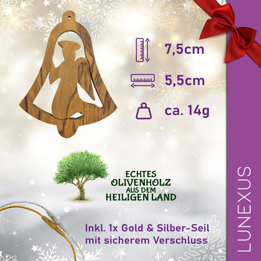 Olive wood pendant angel from Bethlehem – blessed in our warehouse – view 2