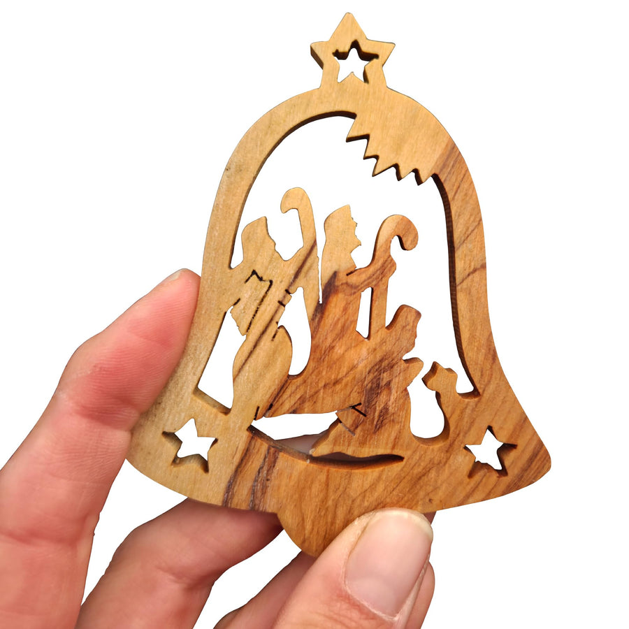 Olive wood pendant bell Three Kings – handmade in Bethlehem – product view