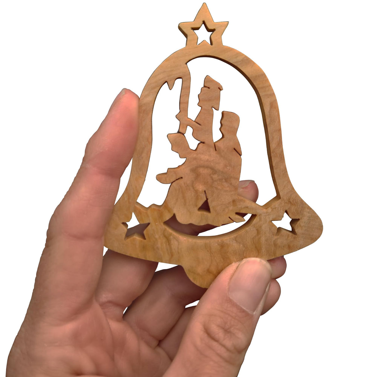 Colgante de madera de olivo Campana Sagrada Familia de Belén – bendecido en nuestro almacén – vista del producto