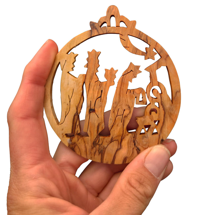 Olive wood pendant Three Kings from Bethlehem – blessed in our warehouse – product view