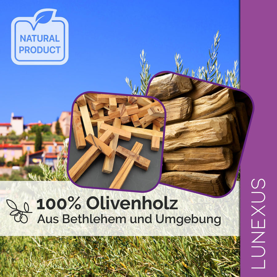 Colgante de cruz sencillo de madera de olivo de Belén con cordón y certificado – vista 7