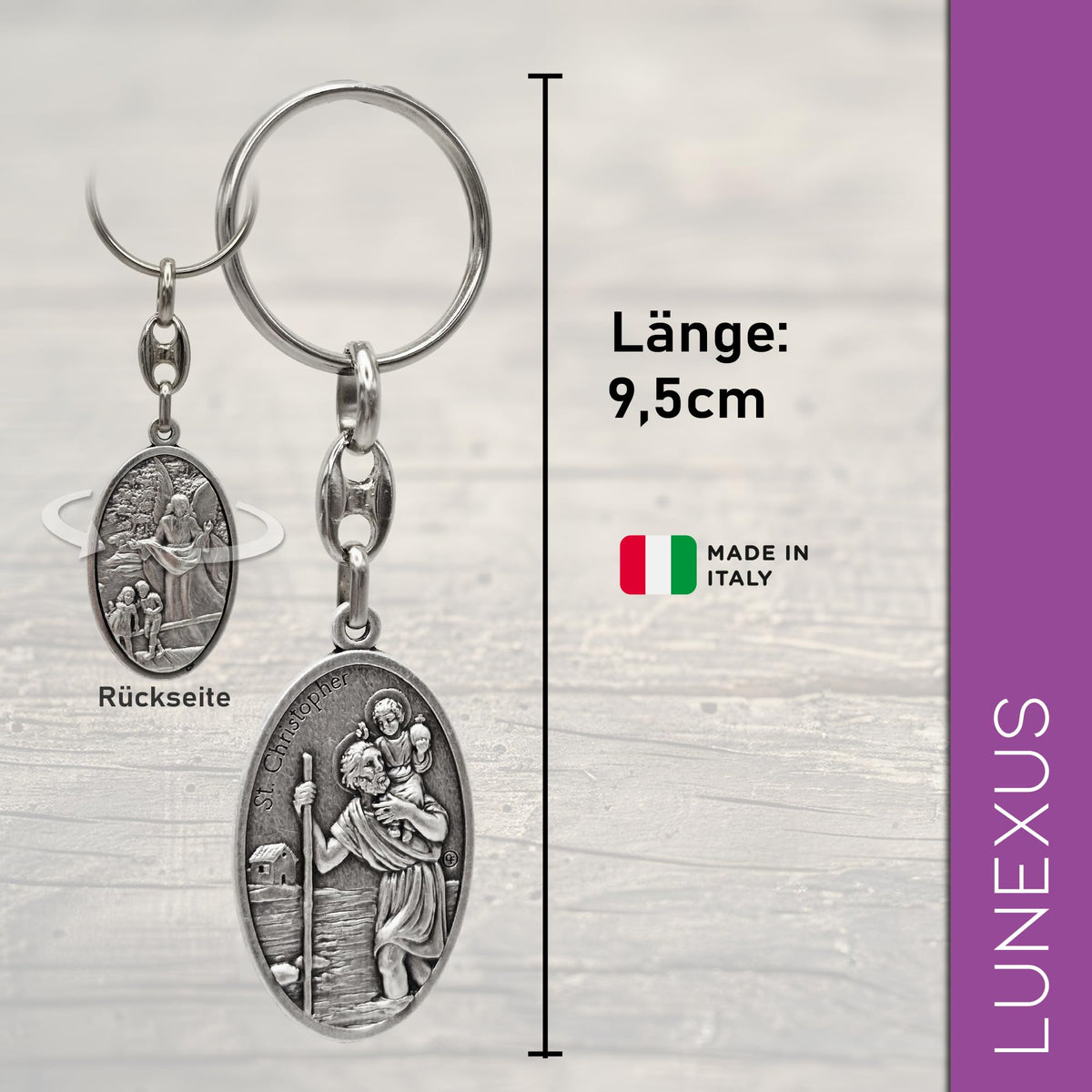 St Christopher & Guardian Angel Keyring – Embossed on Both Sides – view 2