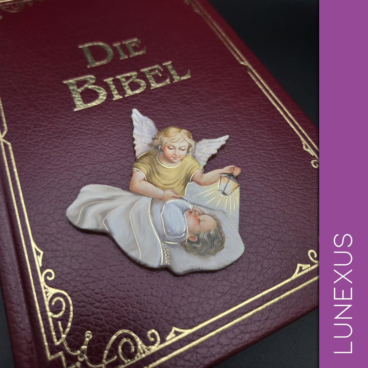 Guardian angel with lantern magnet 6.5 cm – blessed & velvet pouch – view 5