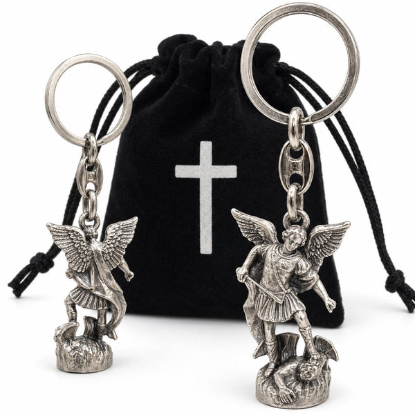 Schutzengel Schlüsselanhänger 3D-Figur 8,5 cm antik – gesegnet