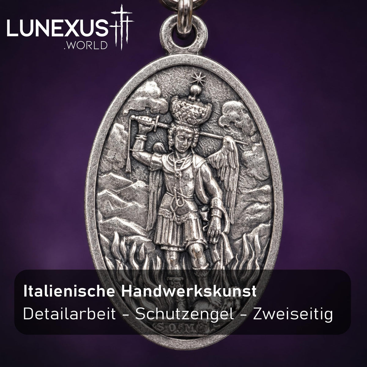 Guardian angel keyring, metal, silver, 9.5 cm – blessed – view 5
