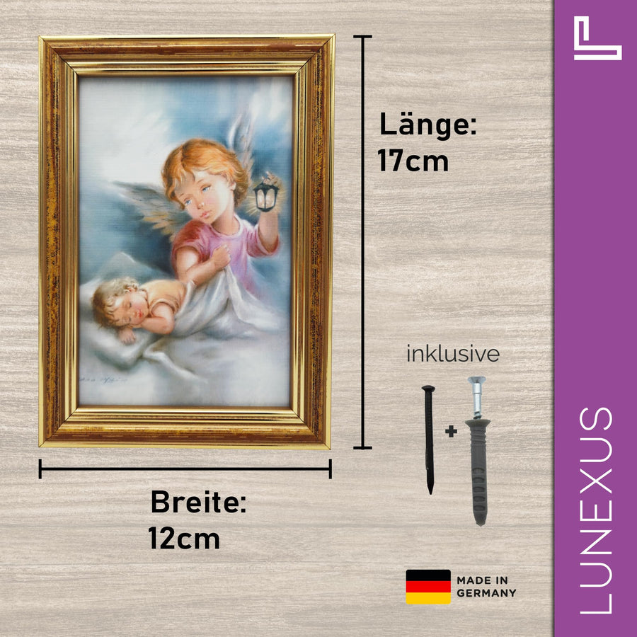 Guardian angel picture 12×17 cm – “Angel with lantern watches over sleeping baby” – view 2