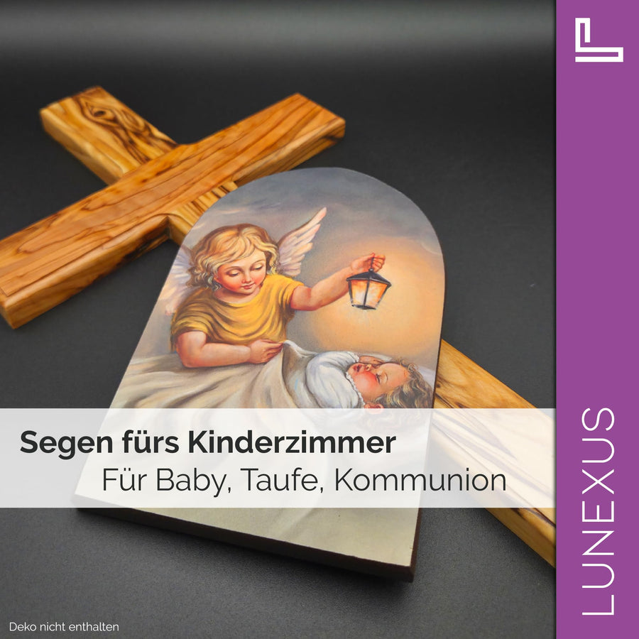 Guardian angel picture 13.5×8.5 cm – angel with lantern over child – view 5