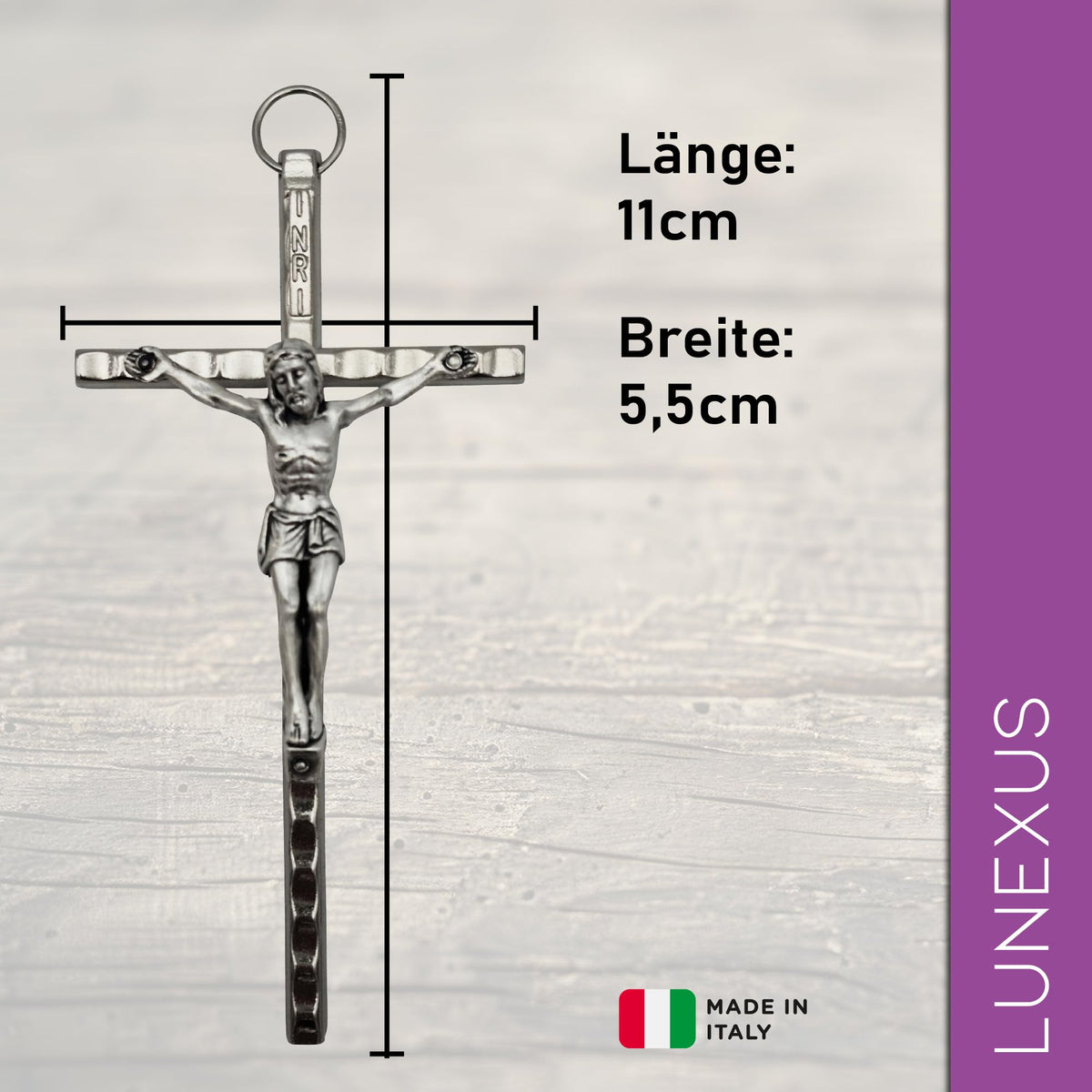 Wandkreuz aus Metall mit Jesusfigur inkl. Samtbeutel – Ansicht 2