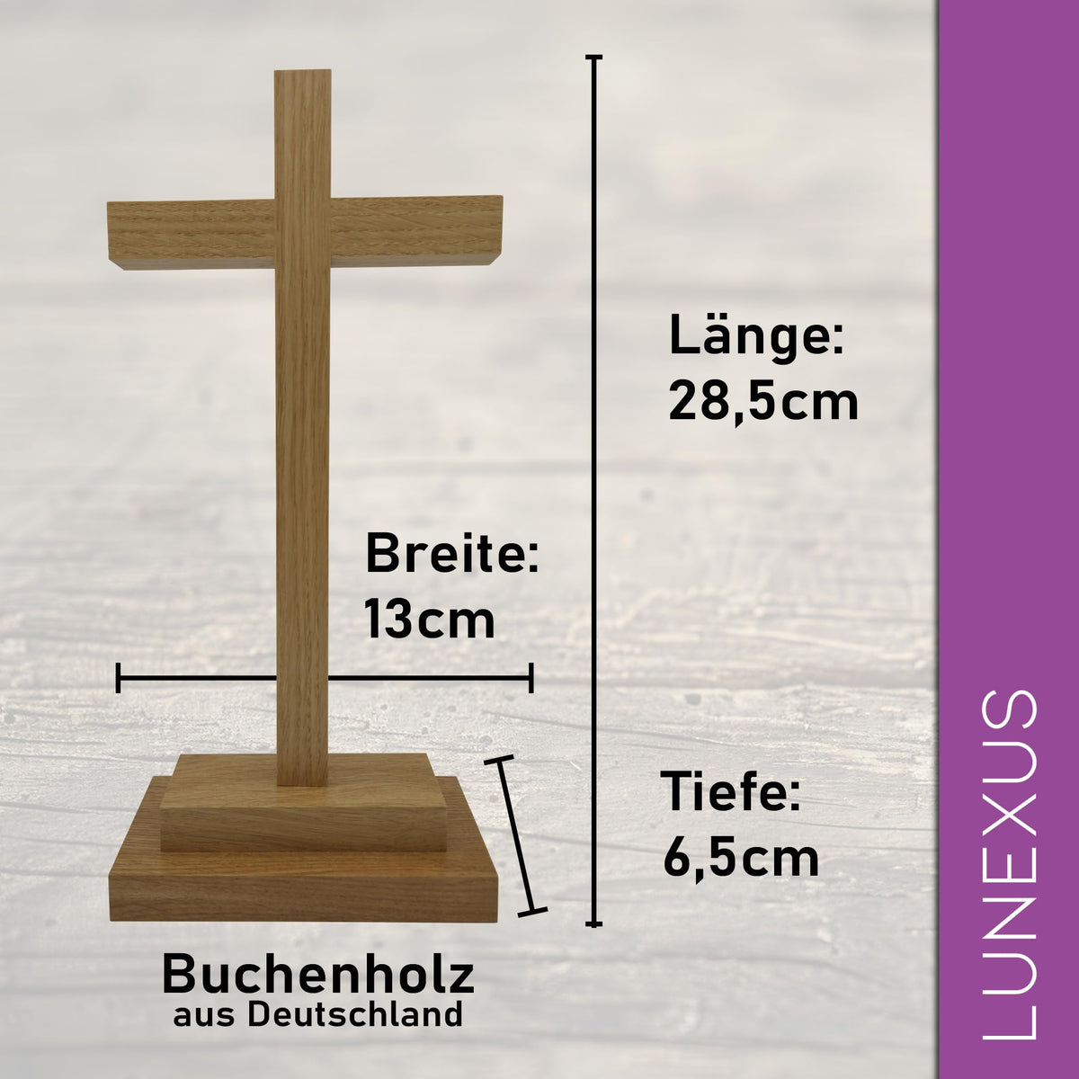 Croce da tavolo 28,5 cm in legno di faggio con base – vista 2