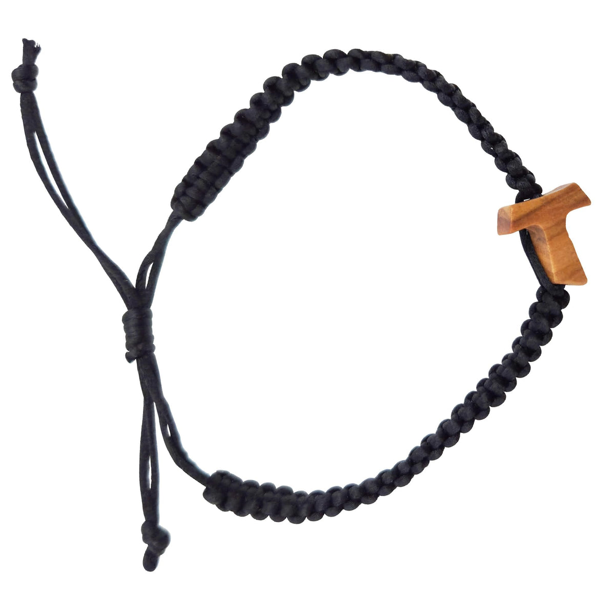 Bracciale con croce tau in legno d'ulivo – fatto a mano – vista del prodotto