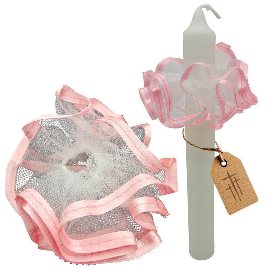 Paracera per candele a stelo Ø 1–4,5 cm in tulle (rosa) – vista del prodotto