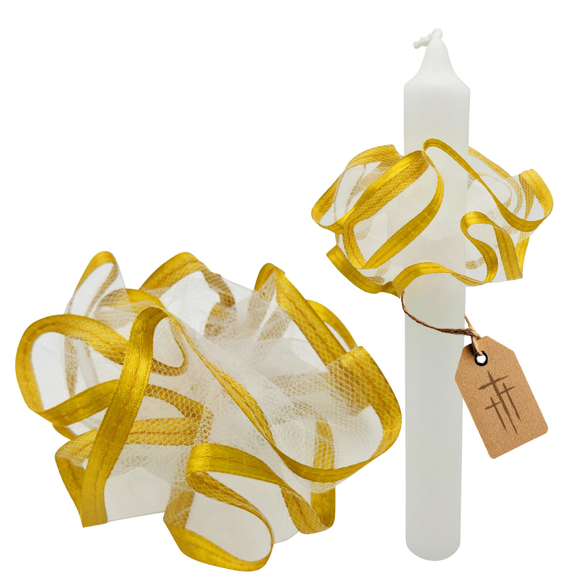Paracera per candele a stelo Ø 1–4,5 cm in tulle (oro antico) – vista del prodotto