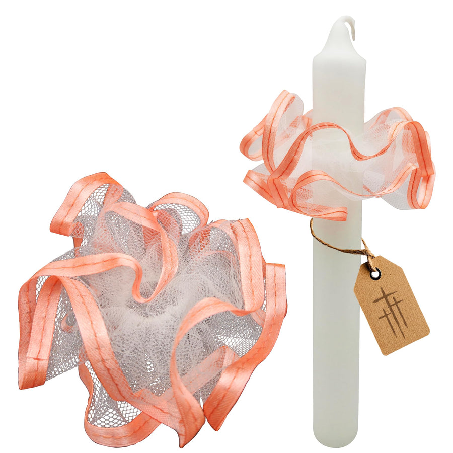 Paracera per candele a stelo Ø 1–4,5 cm in tulle (salmone) – vista del prodotto