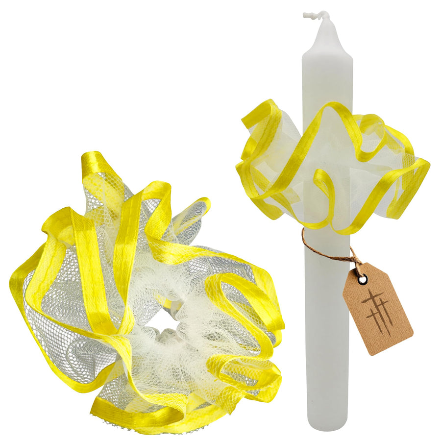 Paracera per candele a stelo Ø 1–4,5 cm in tulle (giallo) – vista del prodotto