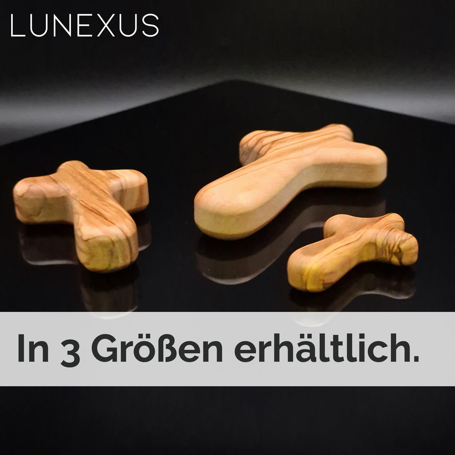 Olive wood comfort cross – handmade in Bethlehem – available in 3 sizes
