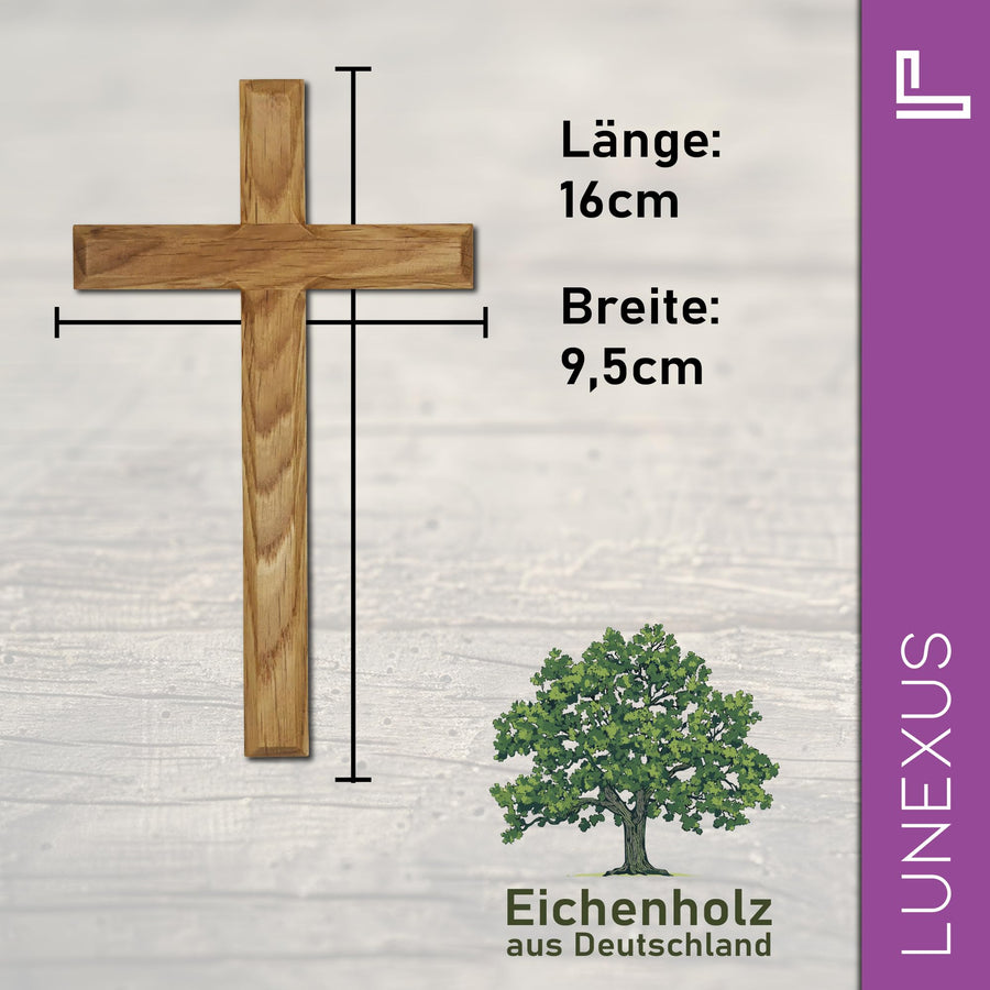 Cruz de pared 16×9,5 cm de madera de roble con bisel – vista 2