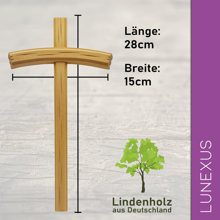 Croce da parete in legno di tiglio 28 cm - chiara – vista 2