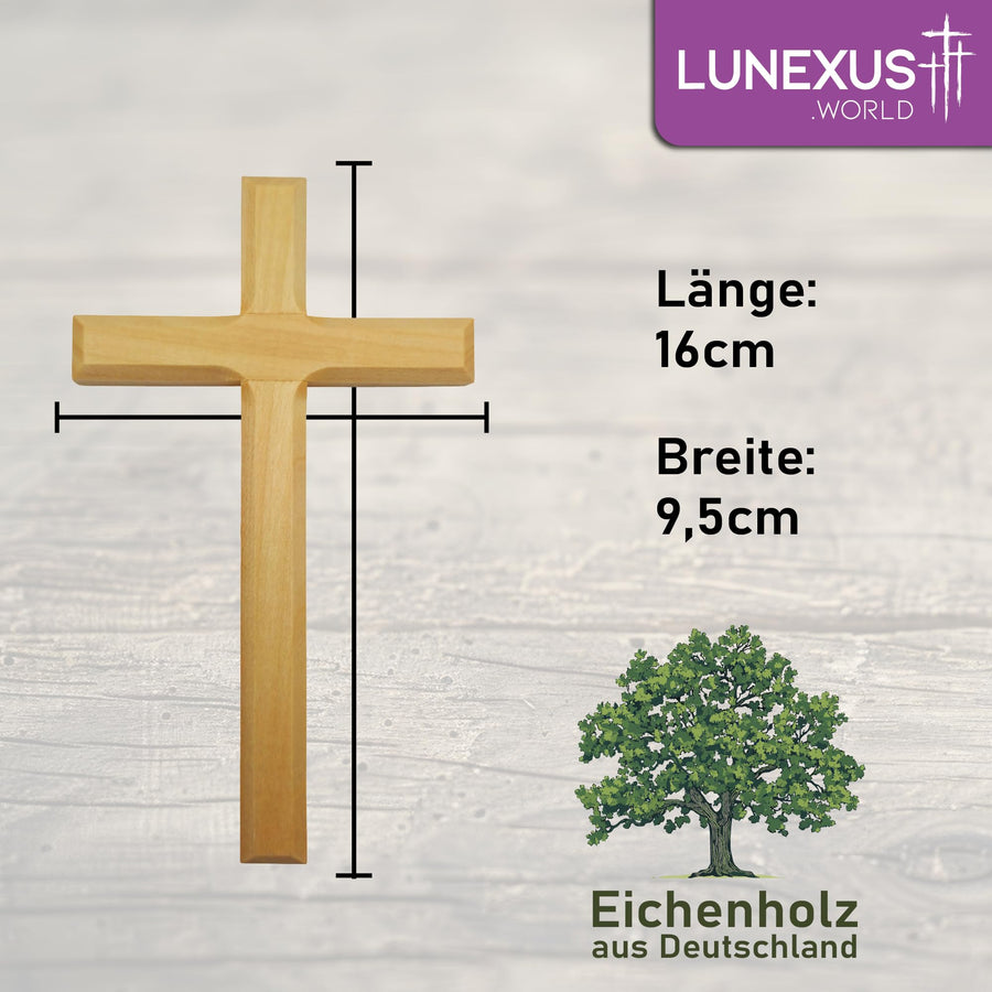 Untreated oak wall cross 16×9.5 cm – blessed – view 2