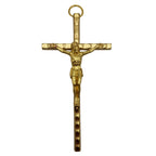 Goldfarbenes Wandkreuz mit Korpus aus Metall religiöse Dekoration