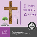 Maße des Wandkreuzes aus Olivenholz handgefertigt in Bethlehem