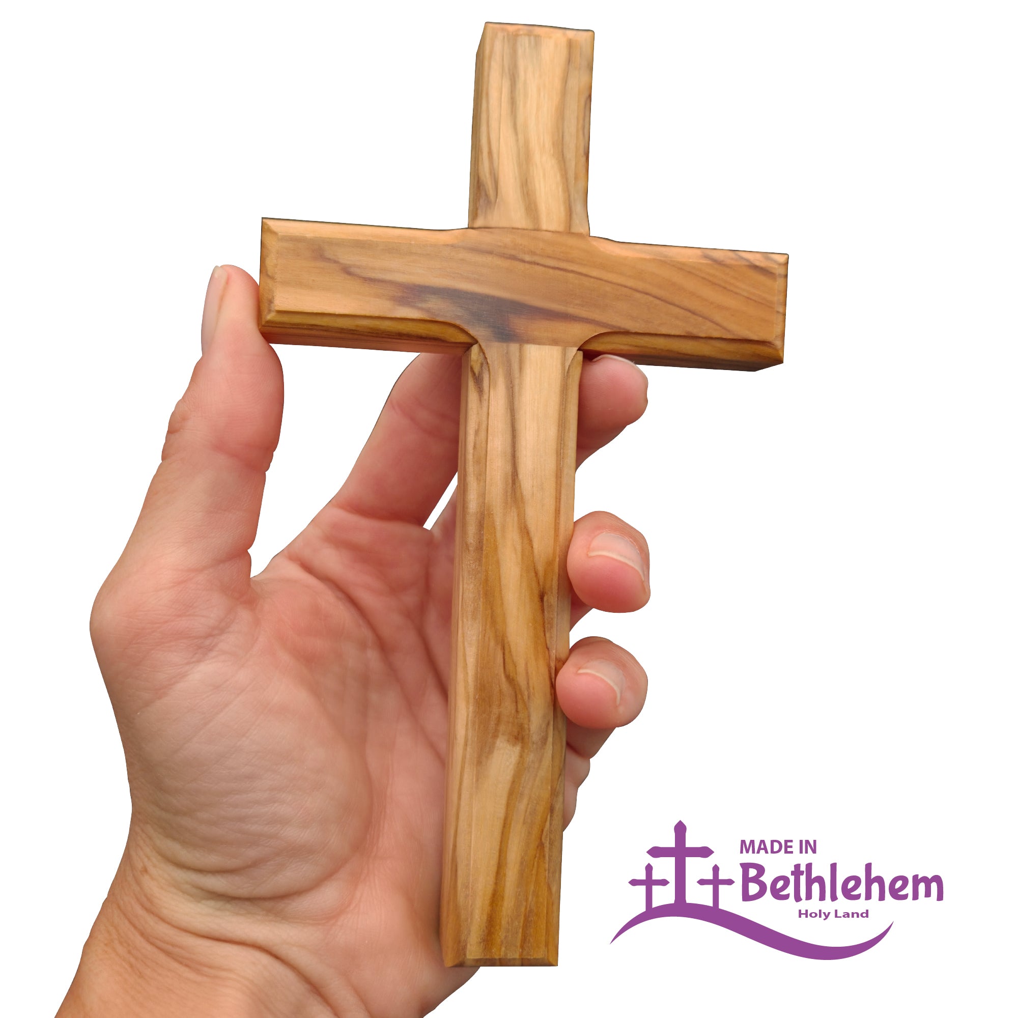 Wandkreuz aus Olivenholz handgefertigt in Bethlehem gesegnet mit Zertifikat