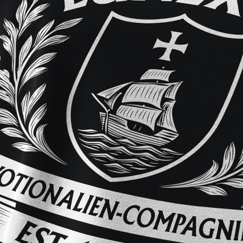 Detailaufnahme des DTF-Drucks beim Lunexus Wappen Herren T-Shirt – nachhaltige Fertigung in Deutschland