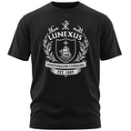 Lunexus Wappen Herren T-Shirt in Schwarz mit Kreuz- und Schiffmotiv – christliches Symbolshirt aus Baumwolle