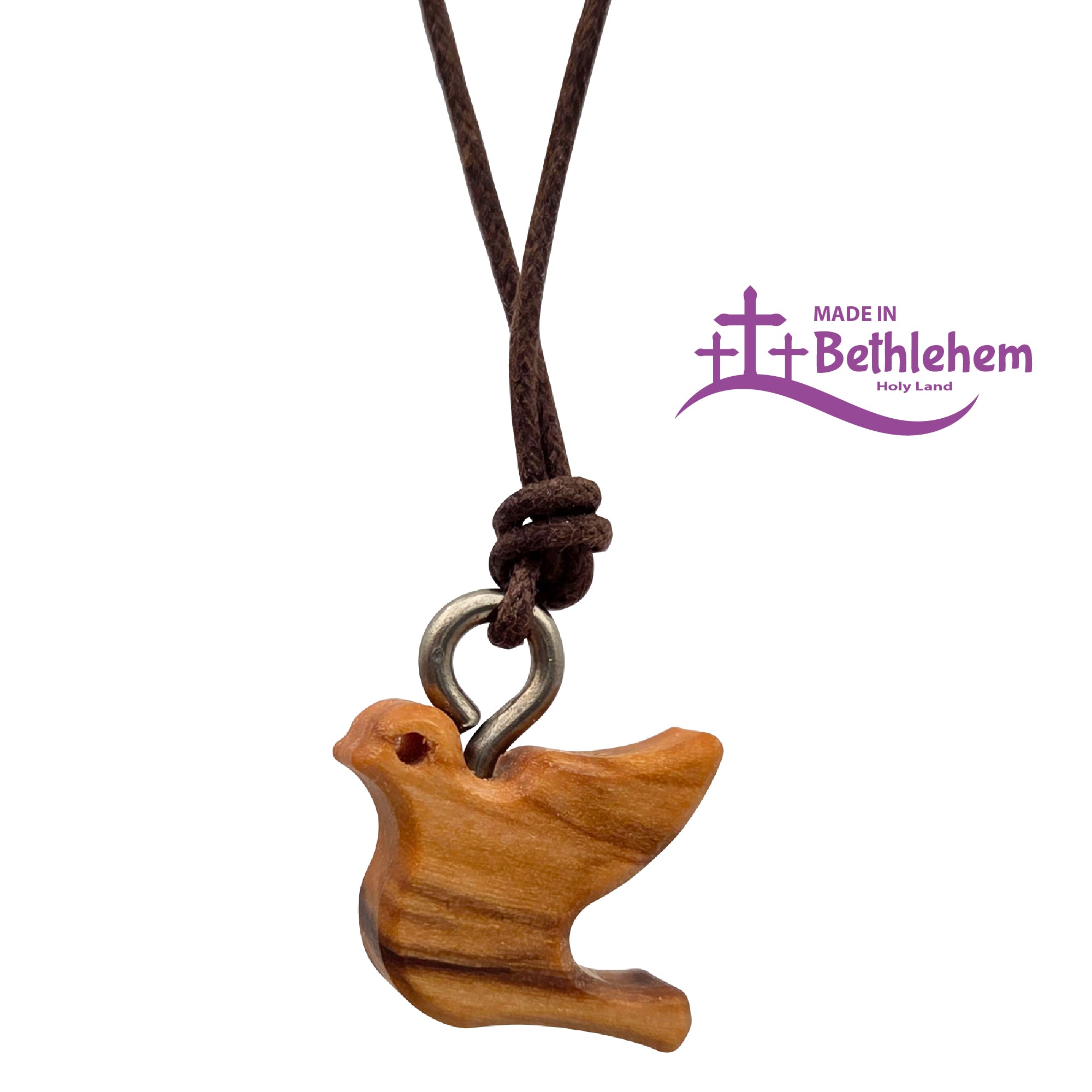 Halskette Olivenholz Taube geschnitzt Handarbeit gesegnet Bethlehem